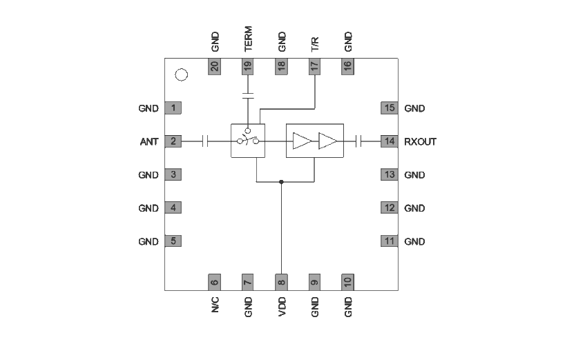 Schematic - MACOM MAMF-011119 1-6GHz Integrated Switch & LNA Modules